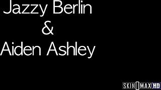 Jazzy Berlin licks Aiden Ashley's shaved pussy in casting