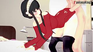 yor forger gives a pov blowjob and gets fucked in this spy x family uncensored hentai scene