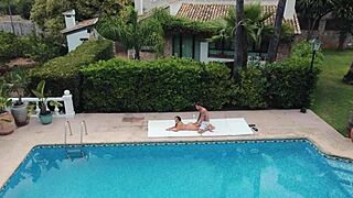 watch tru kait and chris diamond fuck hard on the pool terrace?