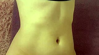 A thin girl with no pubic hair and small, non-oversized chest masturbates herself to climax