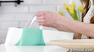 sweet teen adel bye tasting passion fruit in bed