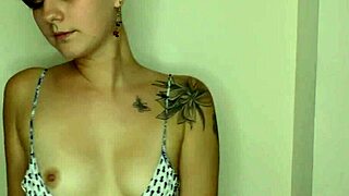 Big Tits Brunette Babe Shows Downblouse While Cleaning House