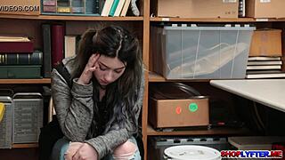 Stepdad caught Amilia Onyx being naughty and punishes her hard in the office