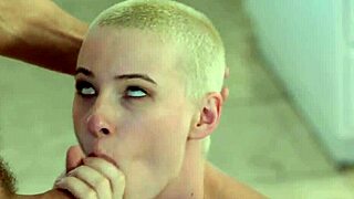 A white blonde teen with a pixie cut goes on sex旅行, immersed in hardcore fetish加分