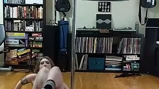 Black And White Skirt Strip Teasing With Tattoos And Pussy