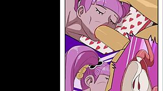 One piece cartoon anime hentai threesome with assfucking