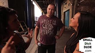 Tiny cock dominas humiliate sub in trio inspection.