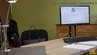 Loan officer enjoys sensual woman's body in his office space!