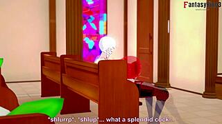 Parasoul gives a public blowjob on the bus in Skullgirls