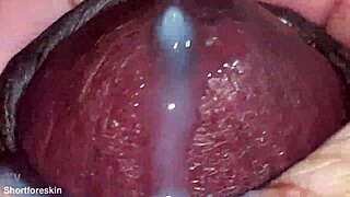 how close can this indian guy's hard brown dick cum in super detail?