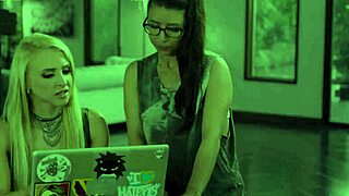 Girlfriends enjoy intimate foreplay together.