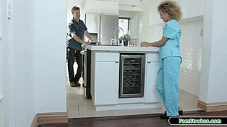 Latin Stepsis Grips Stepbro's Big Cock for Deepthroat Action