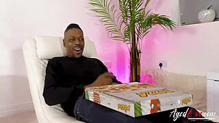 horny blonde niki from agedlove gets a huge black cock instead of her pizza delivery, sucking and fucking it hard