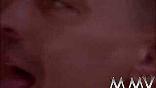 Chesty babe enjoys a ride on a large vehicle in retro style