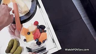 spicy latina girlfriend blindfolded for taste