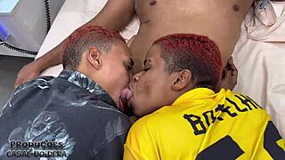 Leo Ogro joins a wild interracial threesome with rough amateur fucking.