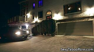 Busty babe got pounded hard in the back of a car during public fun.