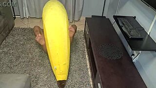 Exclamatory-Provocative Tattooed Desi Slut Humps a Big Banana in Close-Ups - Oh Yeah!