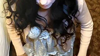 wife seduces husband's boss with her curvy body to save his job, using her wet vagina and hard cock in intense roleplay