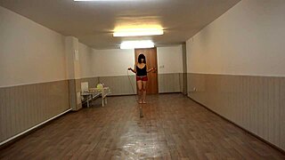 Wow! Hairy pussy girl jumps rope and masturbates her tight ass hard