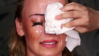 Flirty bombshell takes a huge facial cum load