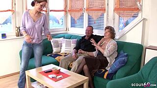 German Mature Caught by Mom While Stepson Bangs Step-Grandma in Stockings