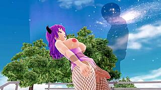 Check out 3d hentai big ass big tits in fishnet getting blowjob