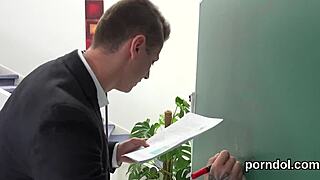 Young girl receives blowjob teasing and hardcore screwing from older teacher