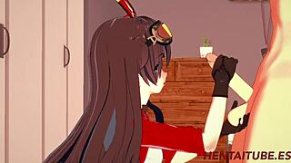 Genshin Impact hentai: Amber's handjob, blowjob, and wild fuck