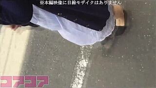 Super busty teen blows outdoors