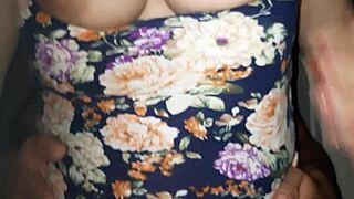 Cheating wife at night in bed goes crazy and gets her man to fuck her well