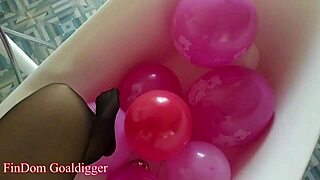 i mesmerized by balloons bathroom stockings legs fetish play