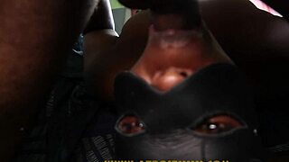 Young African couple dives into intense deepthroat with handcuffs in wild group action