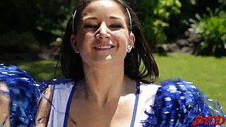 Charity Bangs as Cheerleader Gets Creampied in Wild Group Action After Rough Banging
