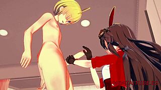 Genshin Impact hentai: Amber's handjob, blowjob, and wild fuck