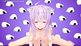 Nekomata Okayu Thanks Fans for Donations in 3D Hentai.