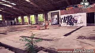 Gang members dp banging submissive bound brunette