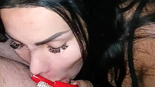 A passive shemale practices oral sex among German green fields