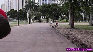 Little teen bent over, getting blowjob and doggystyle from monster cock?