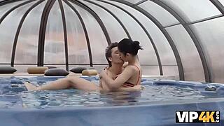 vip4k old man penetrates trimmed pussy by pool