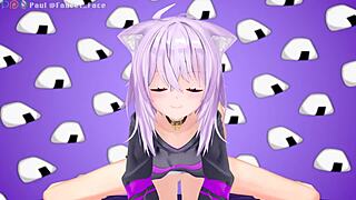 Nekomata Okayu Thanks Fans for Donations in 3D Hentai.