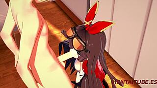 Genshin Impact hentai: Amber's handjob, blowjob, and wild fuck