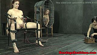 kinky master dominates bound submissive in rough bondage