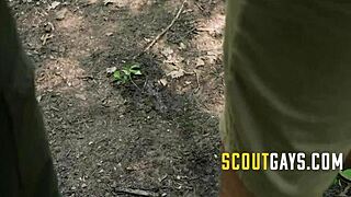 seduced by scoutmaster for bareback blowjob on jungle trail. twink craves outdoor action.