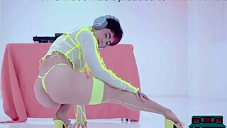 Milf Mia Valentine, a curvy short-haired latina in red neon underwears