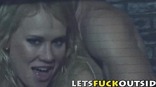 let's fuck outside with hard pounding in the parking lot, blonde in lingerie.