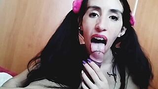 Jovencita giving an uncensored oral treat to her papi