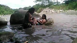 Lesbian Women On Outdoor Escapadita. They Lick Pussy And Fuck With Strapon In Public