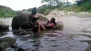 Lesbian Women On Outdoor Escapadita. They Lick Pussy And Fuck With Strapon In Public