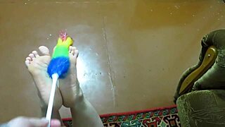 Tickling and Wax Domination on Bare Feet in Homemade Mature Foot Fetish